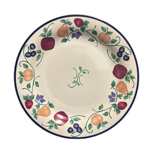 A Princess House 4-Dinner Plates Orchard Medley Fruit Border Indonesia 10 5/8" D
