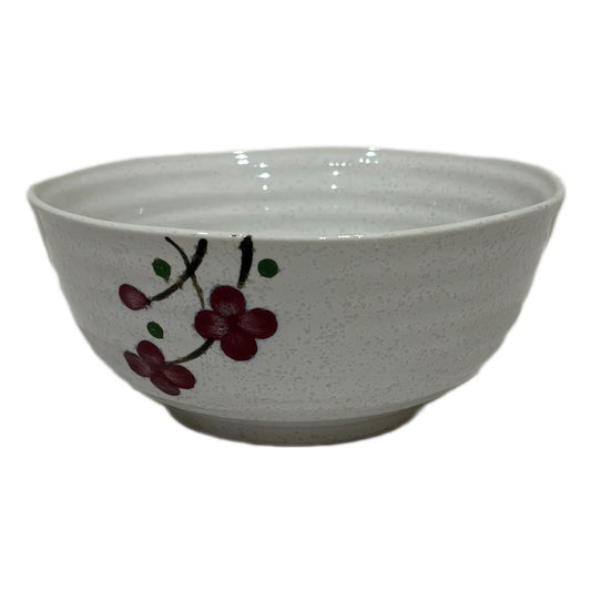 KoTo Medium Rice Noodle Soup Bowls, Set of 11 — Red Blossom, Japan, Ceramic (Vintage)