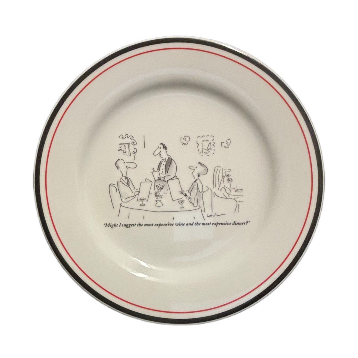 RESTORATION HARDWARE Salad Plate NEW YORKER "MIGHT I SUGGEST THE MOST EXPENSIVE"
