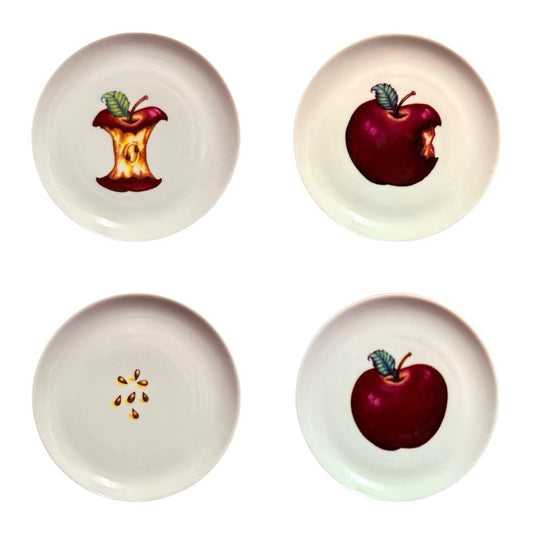 Vintage House of Lloyd Apple Evolution Snack Plates Set of 4 Farmhouse 6 3/4" D
