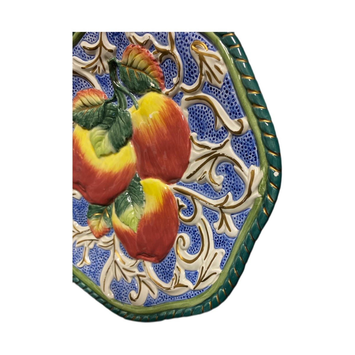 Fitz & Floyd Florentine Apple 3D Relief Canape Accent Plate Italy Style