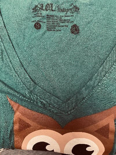 T-Shirt OWL be Home for Christmas L.O.L. VINTAGE Sm. V-Neck Cap Sleeves Green