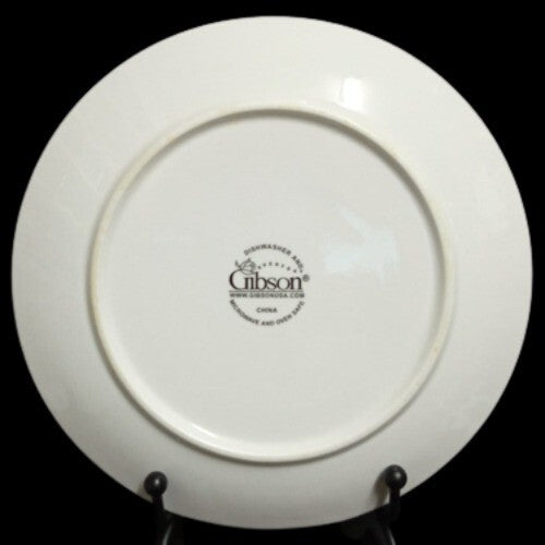 Gibson Designs WHITE DIAMONDS 1-Salad Plate 7 ¼” D White Embossed Oval Design