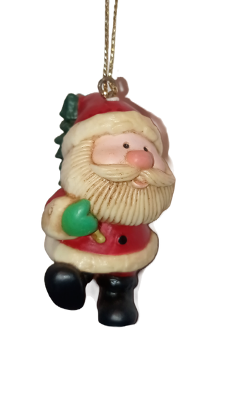 3 Christmas Santa Claus Tree Hanging Holiday Ornament Set Gift, Tree, Ski