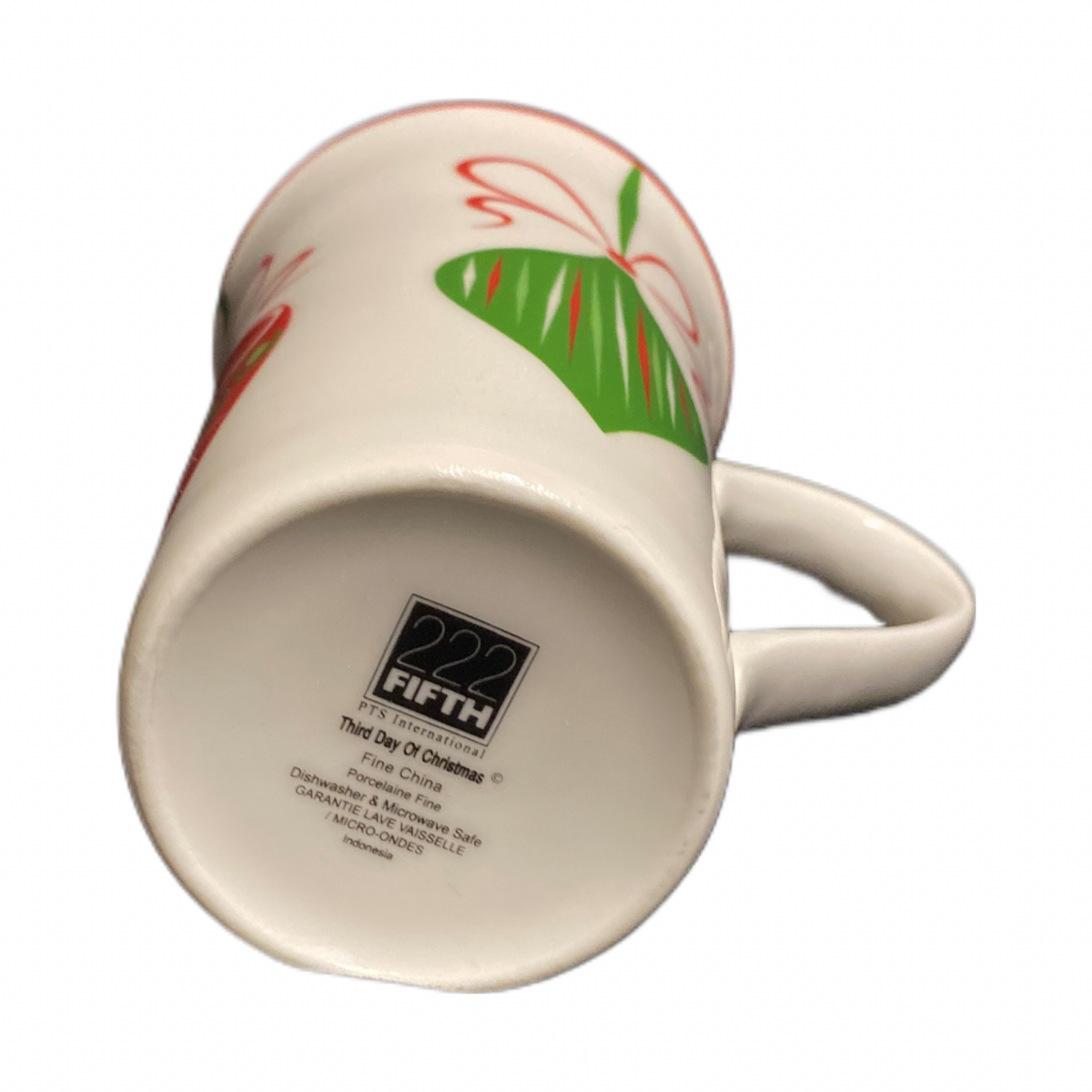 222 Fifth Latte Mug THIRD DAY OF CHRISTMAS Coffee Tea Ornament Tall Cup 16 Oz