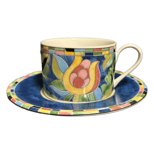 PTS International FANTASIA 2 Cups 2 Saucers Stoneware Coffee Tea