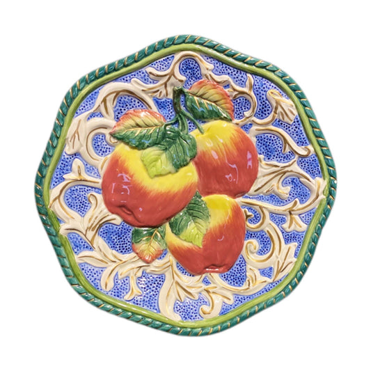 Fitz & Floyd Florentine Apple 3D Relief Canape Accent Plate Italy Style