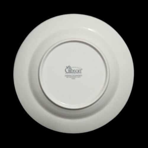 Gibson Designs BLACK TIE 2-Soup Bowls Silver Trim 8 5/8" D Ribbed Border White