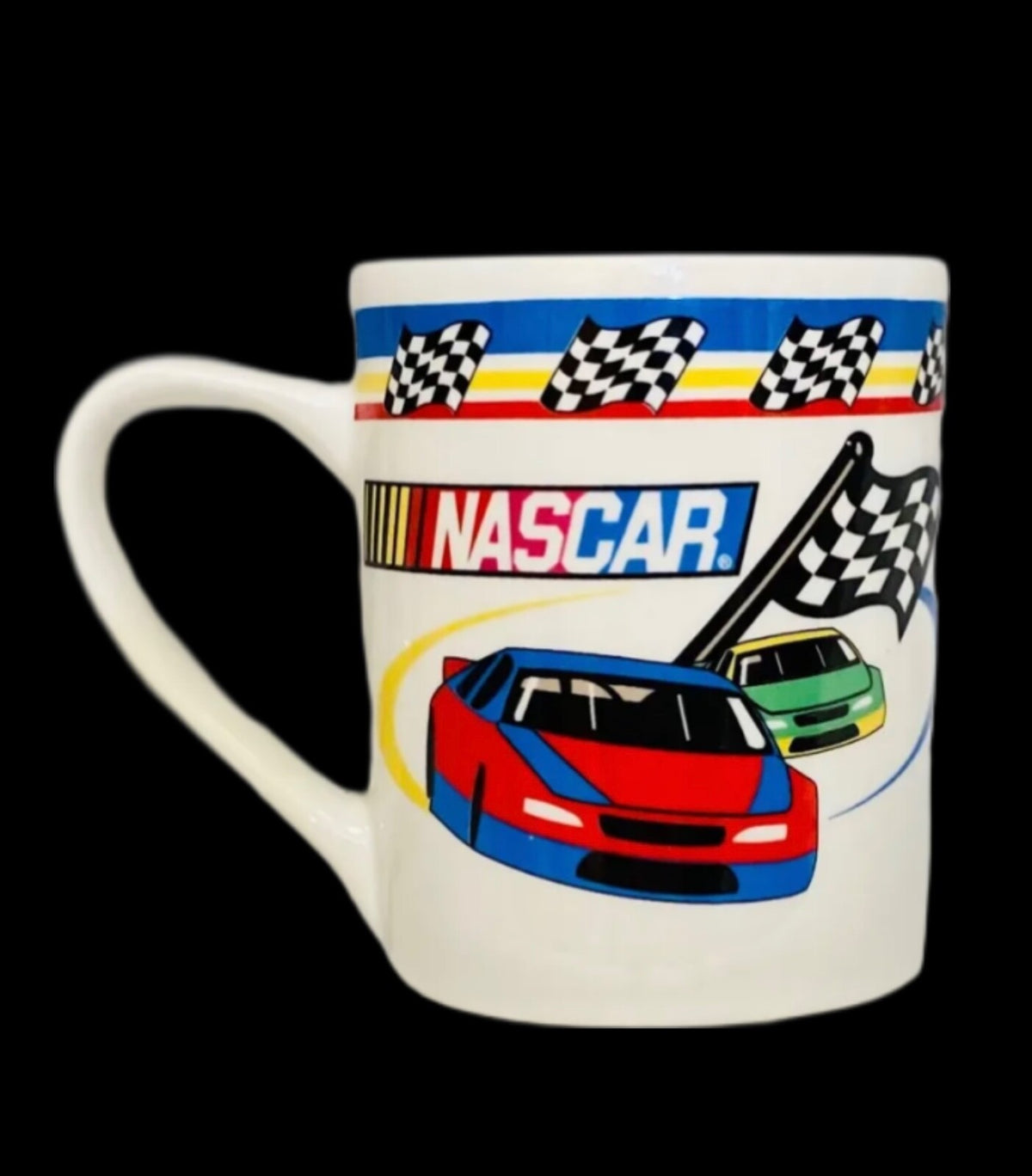 Vintage Gibson NASCAR 2002 Mug Racing Car Flag Ceramics Coffee 11 oz. Tea Cup