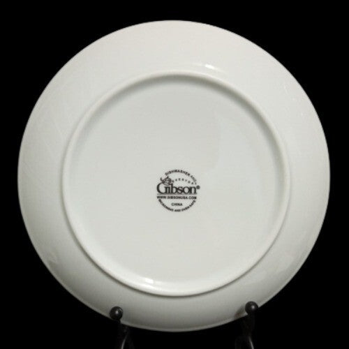 Gibson Designs VIBES RED BANDED 2-Salad/Dessert Plates 7 5/8" D White