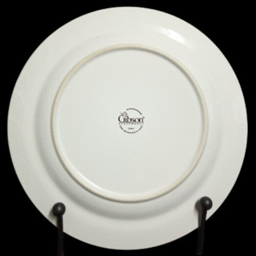 Gibson Designs CORNUCOPIA FRUIT 4-Dinner Plates 10 5/8” D Apple Pear Cherry Plum