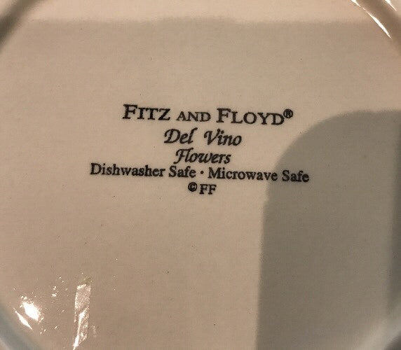 Fitz And Floyd DEL VINO FLOWERS 4-Dessert Plates 6 1/4”D Bread Appetizer Dishes