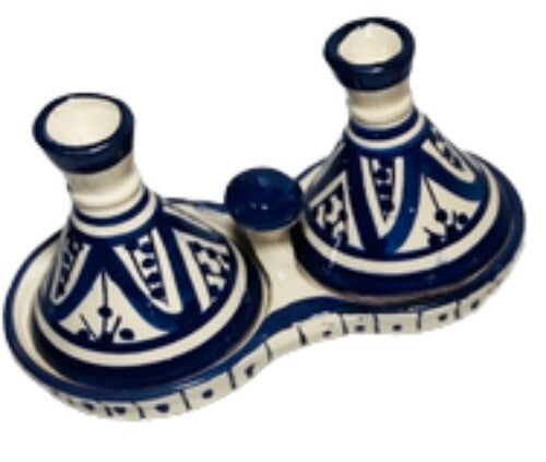 GGE "MELH BLUE" TAGINE Multi-Purpose SALT & PEPPER SMALL Moroccan Tajine