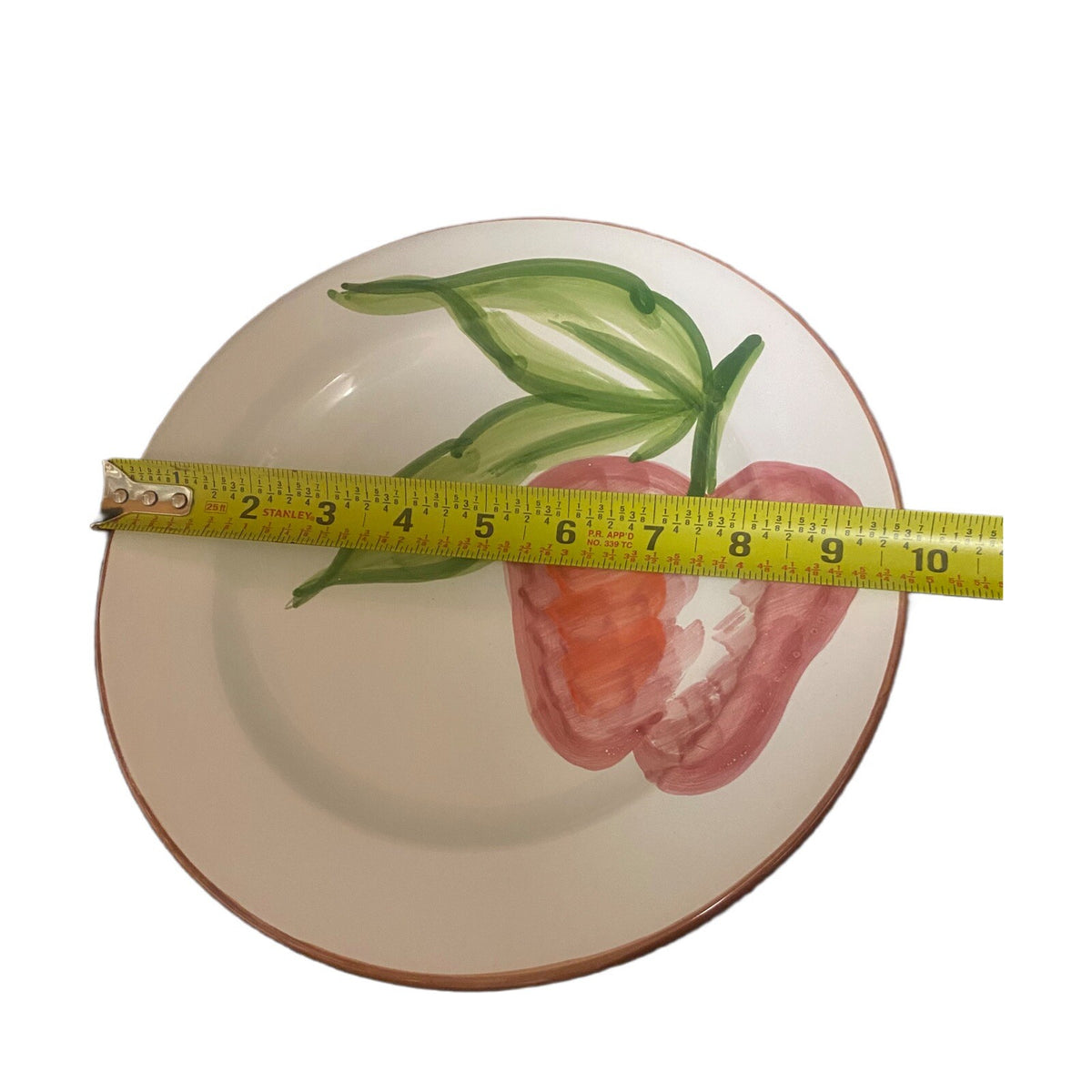 PRESENT TENSE 4-Dinner Plates ITALY Hand Painted Fruit Apple-Lemon-Grape-Pear