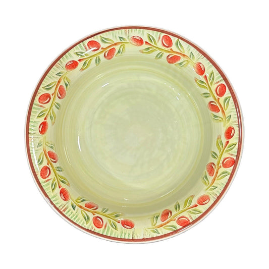Crate & Barrel JAM Serving Bowl Ceramica Red Olive Pasta Vegetables Salad Italy