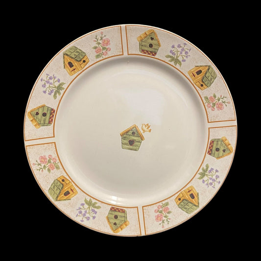Gibson Designs AVIARA 5-Salad Plates Yellow Green Bird Houses Dessert 7 3/4" D