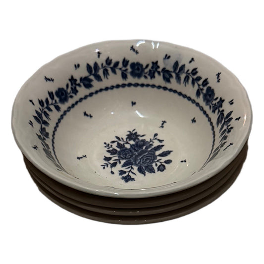 Nikko TABLE MATES Set of 4- Soup/Cereal Bowls Rare Blue Flowers 6 1/4" D