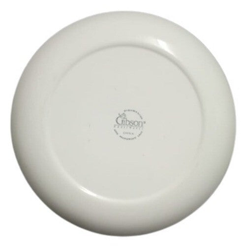 Gibson Designs HAND PAINTED Dinner Plate PEAR Orange Border 9 1/4"D Ceramic Dish