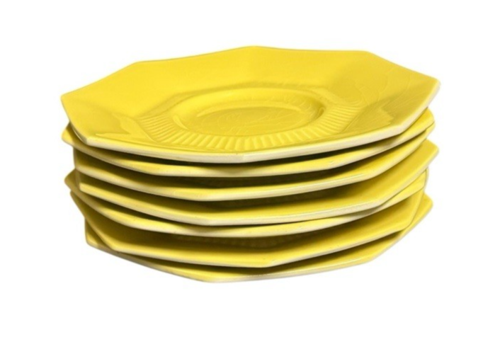 Independence Ironstone Castleton Yellow Saucers Set 6 Octagonal Japan