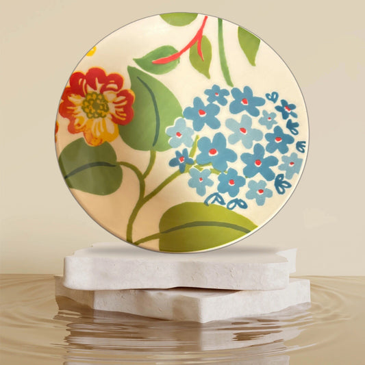 Pottery Barn 6-Salad Plates GRAPHIC GARDEN Brazil Ceramic Dessert Appetizer Dish
