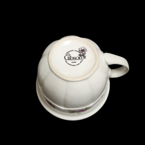 Gibson Designs FRUIT ORCHARD 4-Cups 10 oz Fruit On Rim Coffee Tea White