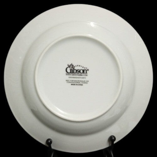 Gibson Designs 4-Rim Soup Bowls GOLD BAND White Gold Trim Ceramic Pasta Salad 8”