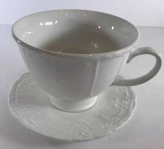 "VERSAILLES" Tabletops Unlimited White Dinnerware Collection Embossed Design