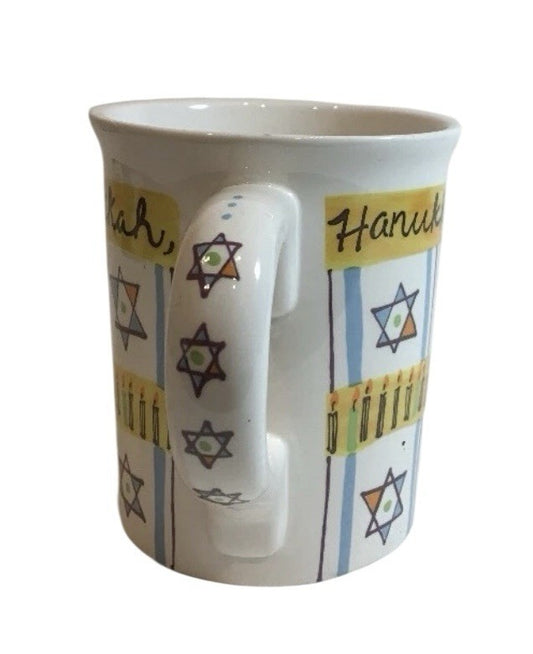 At Home Oh Hanukkah Large Mugs Set of 2 4 3/4” Star of David Ceramic Cups