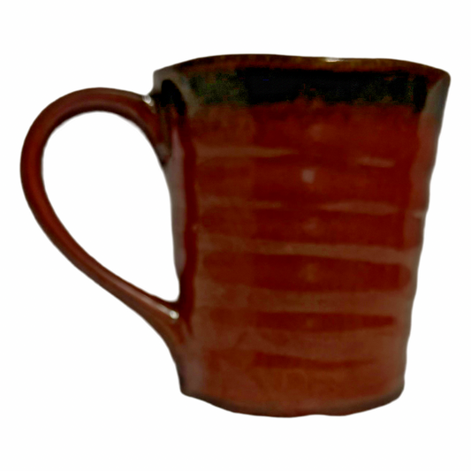 Set of 4 Gourmet Expressions Stoneage Cinnamon Mugs Ribbed Brown Rustic