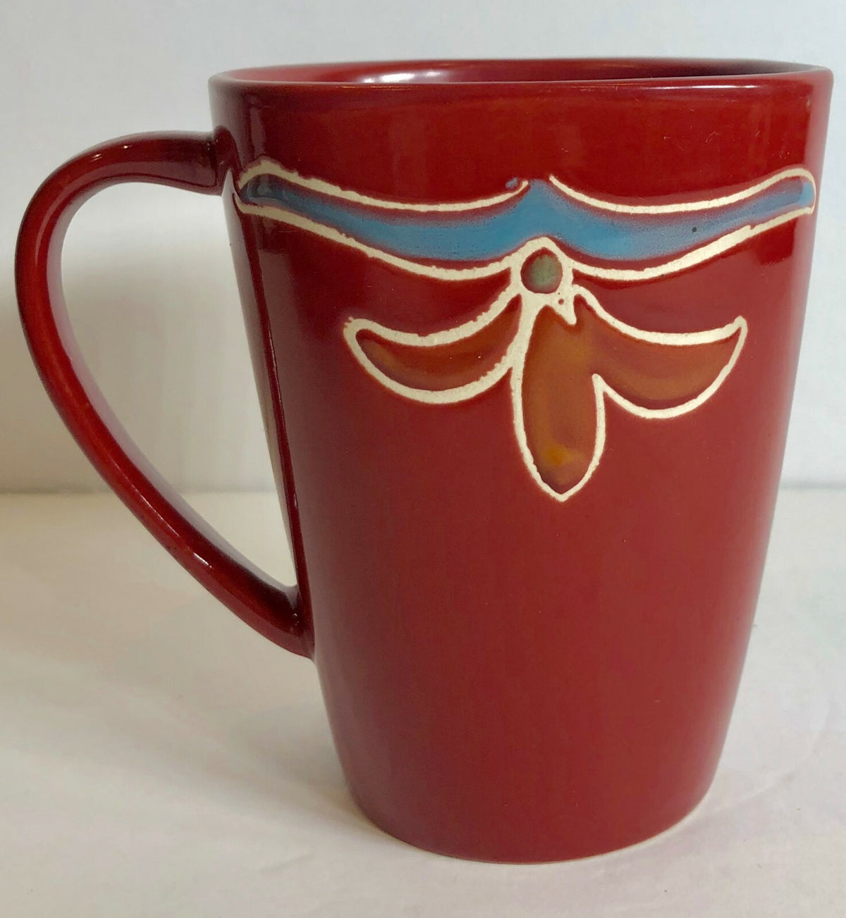 Better Homes and Gardens MEDALLION Set of 5 Red Mugs Dinnerware Stoneware