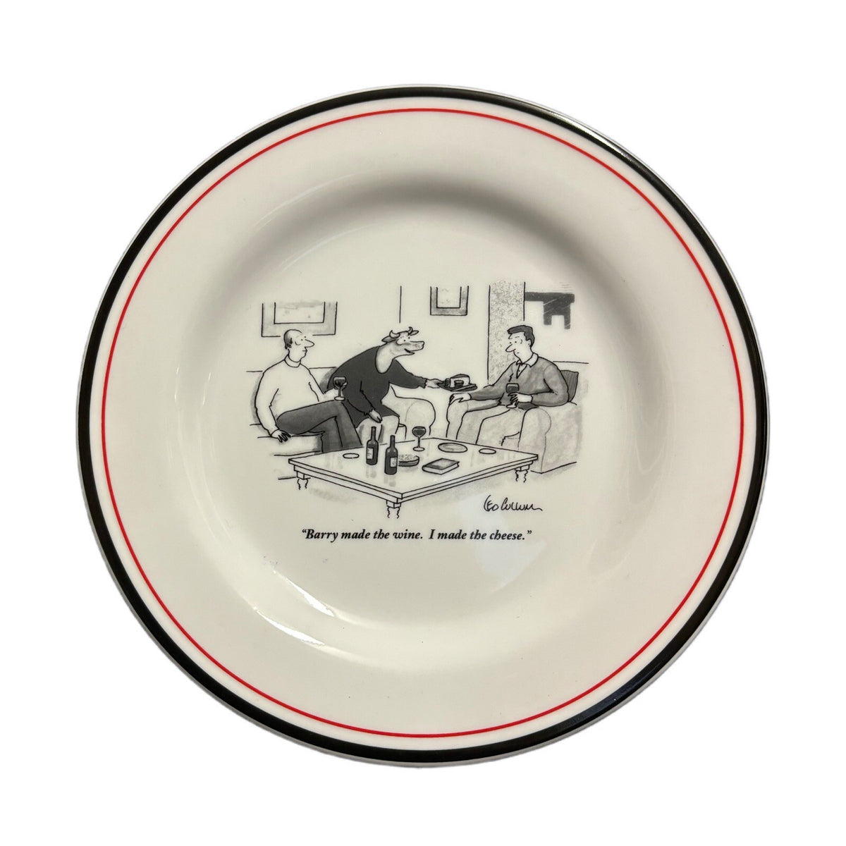 RESTORATION HARDWARE 2-Salad Plates NEW YORKER "BARRY MADE THE WINE" 8 Inch D