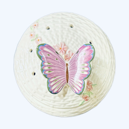 Teleflora Butterfly Lid Trinket Box/Potpourri Jar — Ceramic (Vintage)