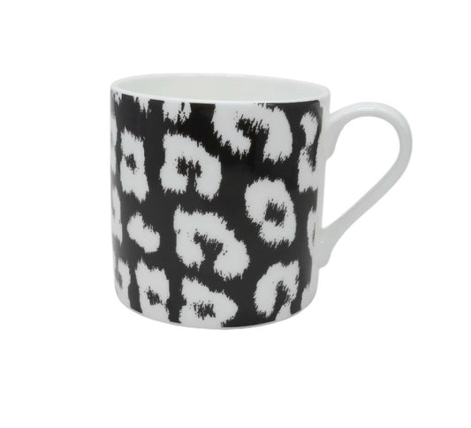 PORTOBELLO Inspire Fine Bone China Mug Leopard Skin Black White Abstract 16oz