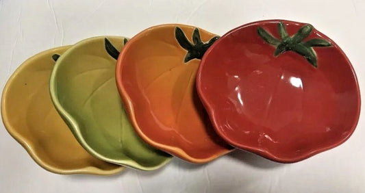 Williams Sonoma 4-Serving Dishes Tomato Shaped Dipping Condiment Appetizer Set