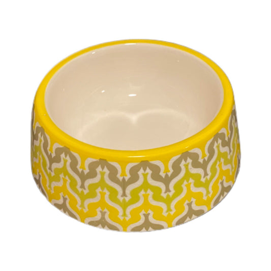Dog Cat Food Bowl AIMEE WILDER Ceramic Anthropologie Pet Water Dish Bird Yellow