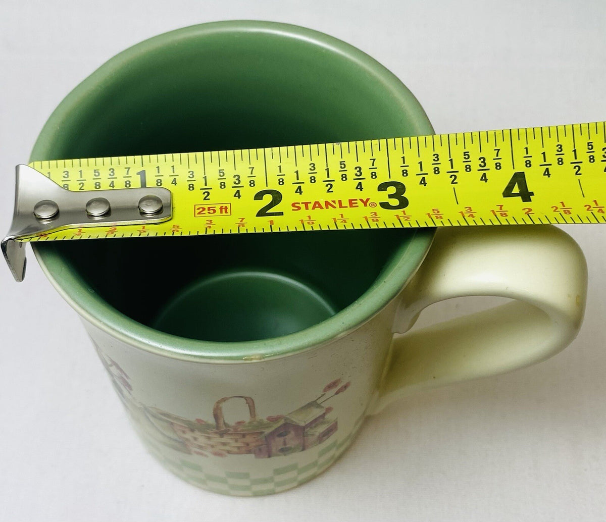 Sonoma In The Garden Mug Green Check Birdhouse Watering Can Coffee Cup