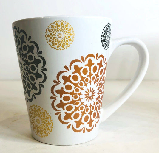 Set of 2 Modern Gourmet Foods Snowflakes Stoneware Coffee Tea Mugs Cups