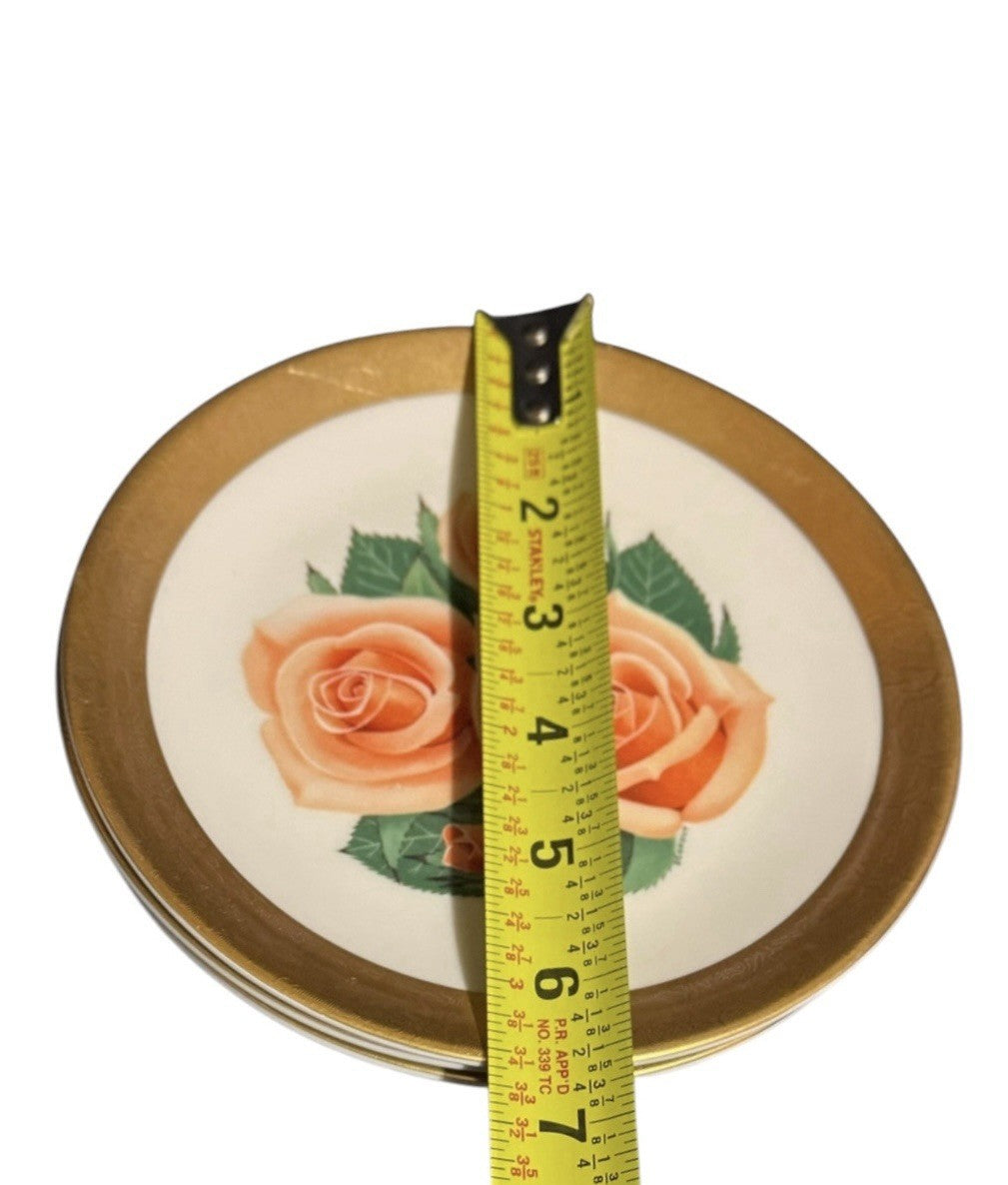 Set of 3 Heritage House Rose Collector Plates 6 5/8” Gold Rim Ltd Ed 7500