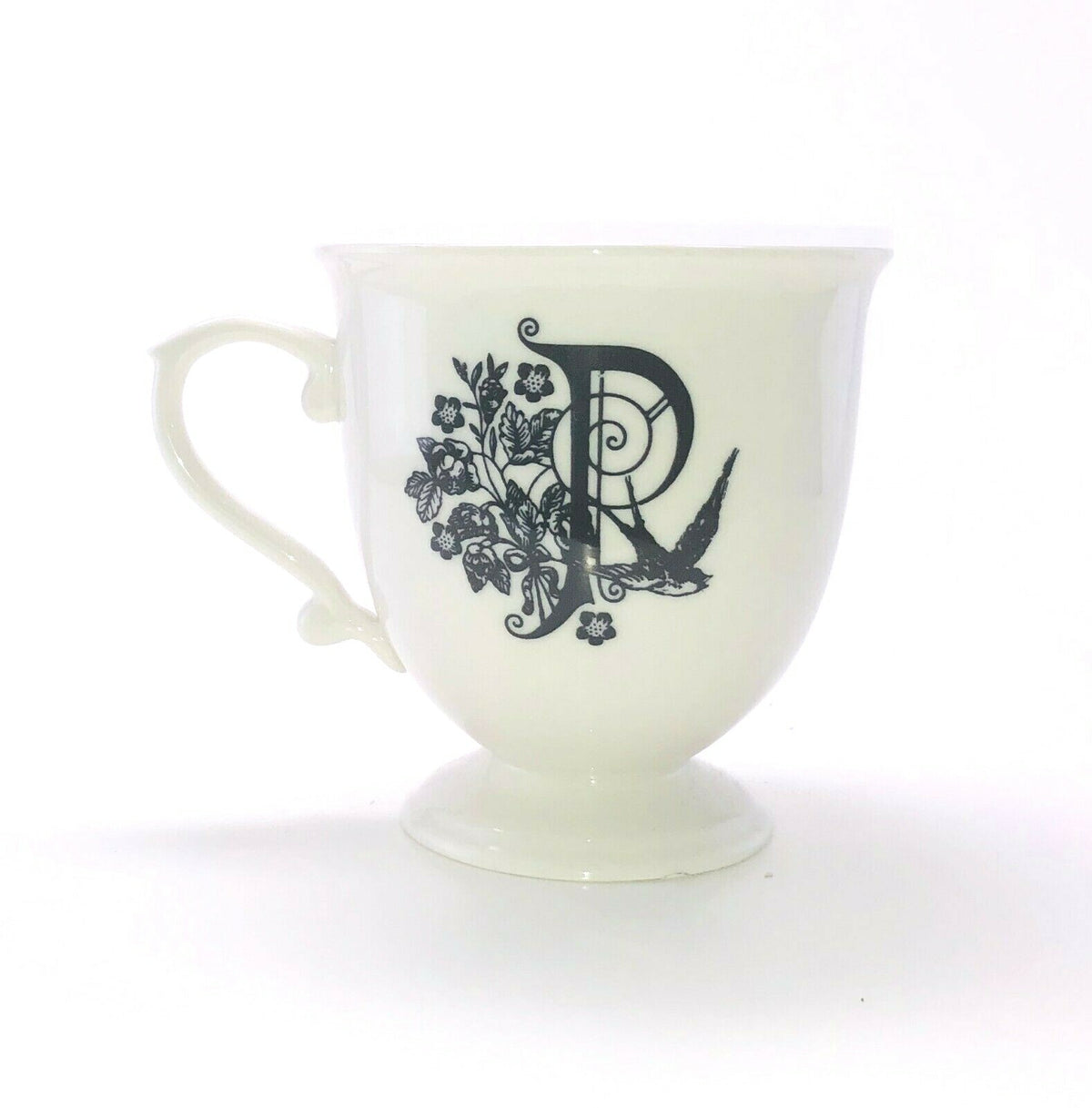 Anthropologie Monogram Pedestal Coffee Mug Personalized Name Cup Initial