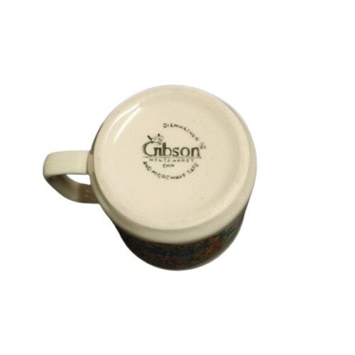 Gibson Designs DAISY 4-Mugs 3 1/8”D Floral Sunshine Seed Coffee Tea Ceramic Cup