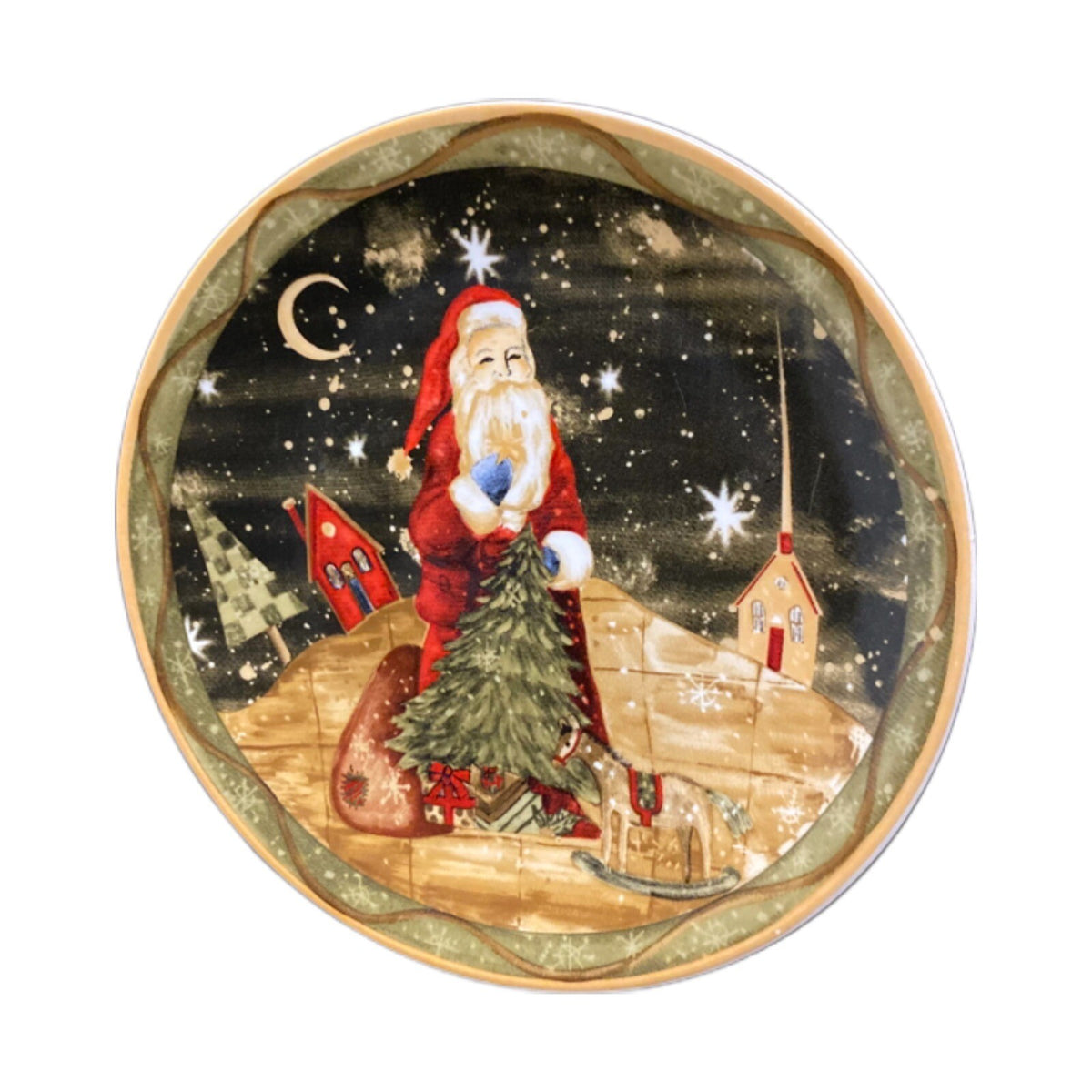 Home Gallery NFINITY Salad Plate Christmas Santa Dessert Holiday Dish 8 1/4"D