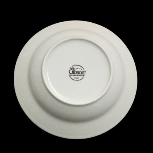 Gibson Designs SCARLET LEAVES 4-Rim Soup Bowls 8" D Floral Ceramic Cereal Plate