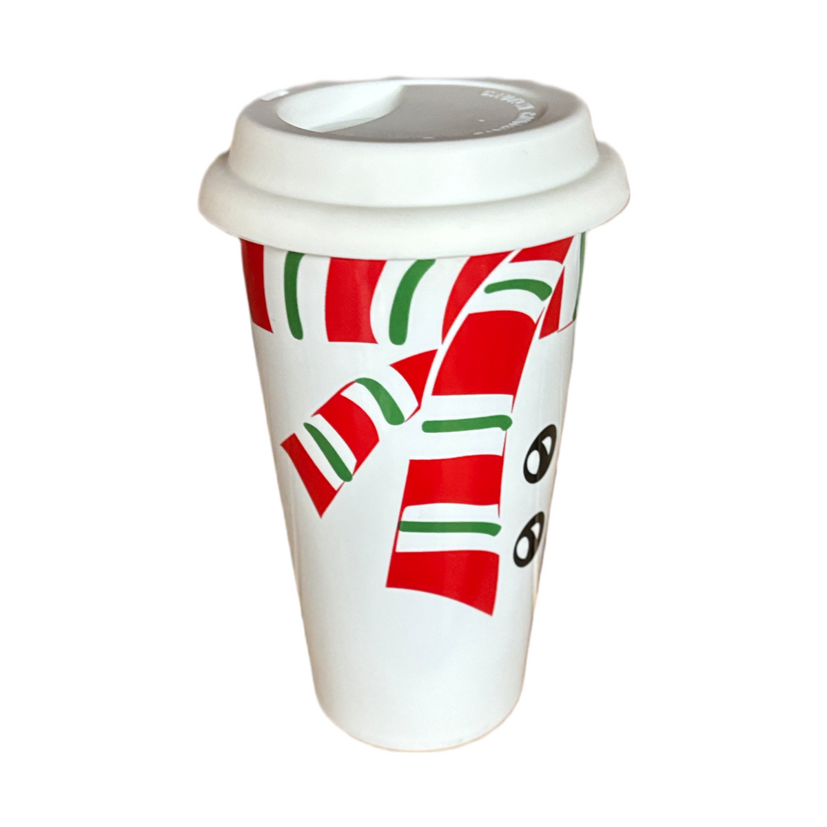 Christmas Latte Mug Ceramic Lidded Thermal White Tumbler Travel Winter Tall Cup