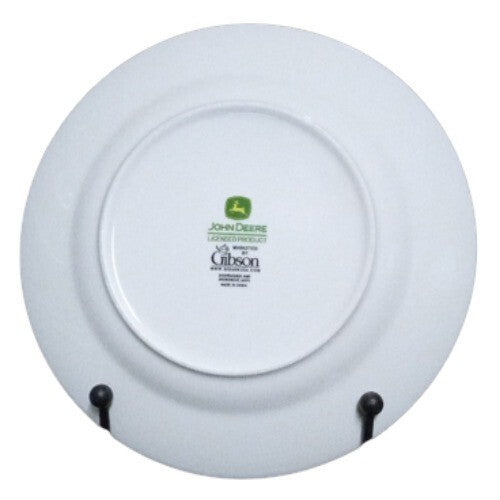 Gibson Designs JOHN DEERE 4-Dinner Plates 11 1/8" D Tractor & Words Green Yellow