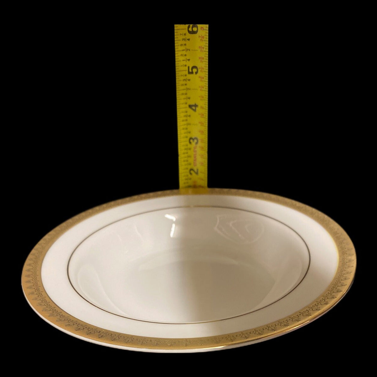 Gabbay QUEEN VICTORIA 1-Rim Soup Bowl Ceramic White Gold Border Trim Dinnerware