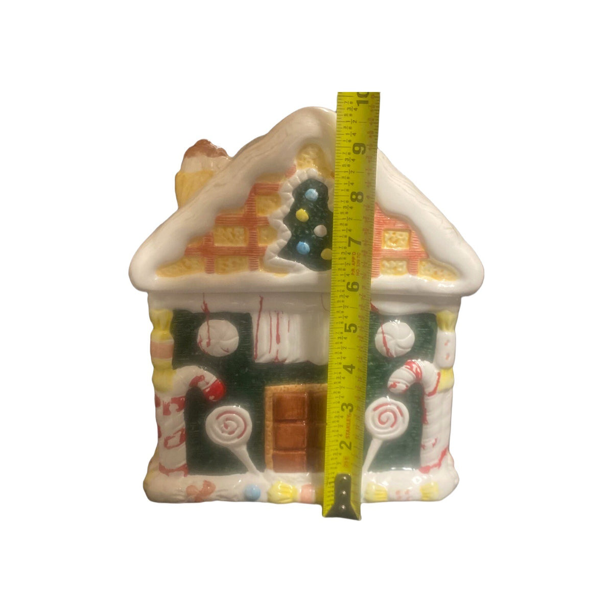 World Bazaar Gingerbread House Cookie Jar Christmas Holiday Decor 9.5” Tall