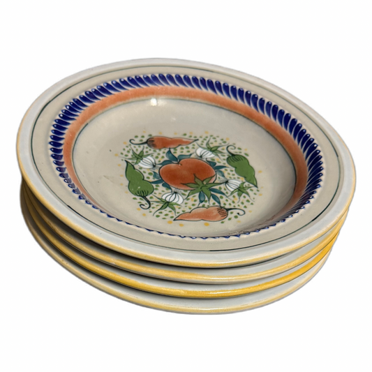 Vintage Set of 4 Erandi Tonala Mexico Hand-Painted Bowls Toscana 10 1/8”D