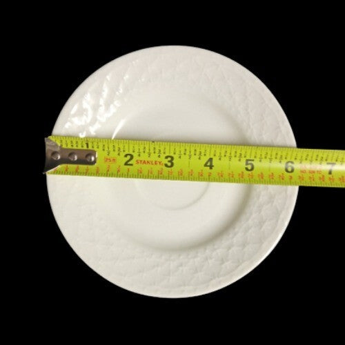 Gibson Designs ROYAL QUILT 4-Saucers 6 ¼” D Ceramic Embossed White Dish Plates