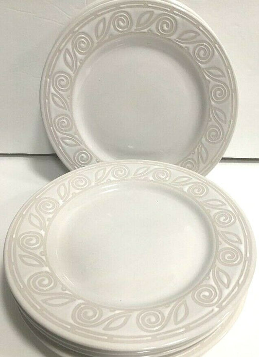 Gibson Designs AMARETTO 4 Salad Plates Oven Safe Embossed 7 7/8" D Dessert Dish