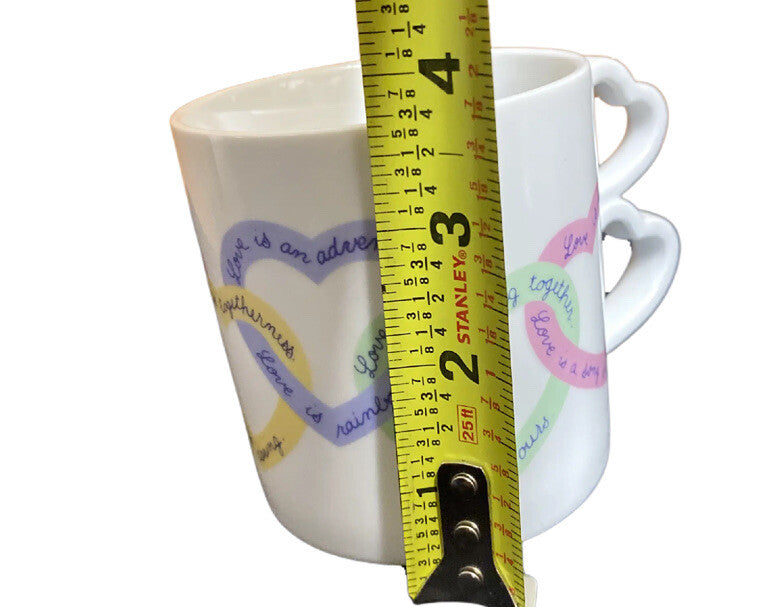 AVON Ceramic Coffee Mug Linked Hearts Sweet Sentiments Love Is Rainbows-Valentin